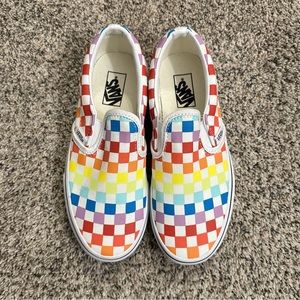 Vans Kids Slip-On Checkerboard Shoe, Rainbow, Size 3